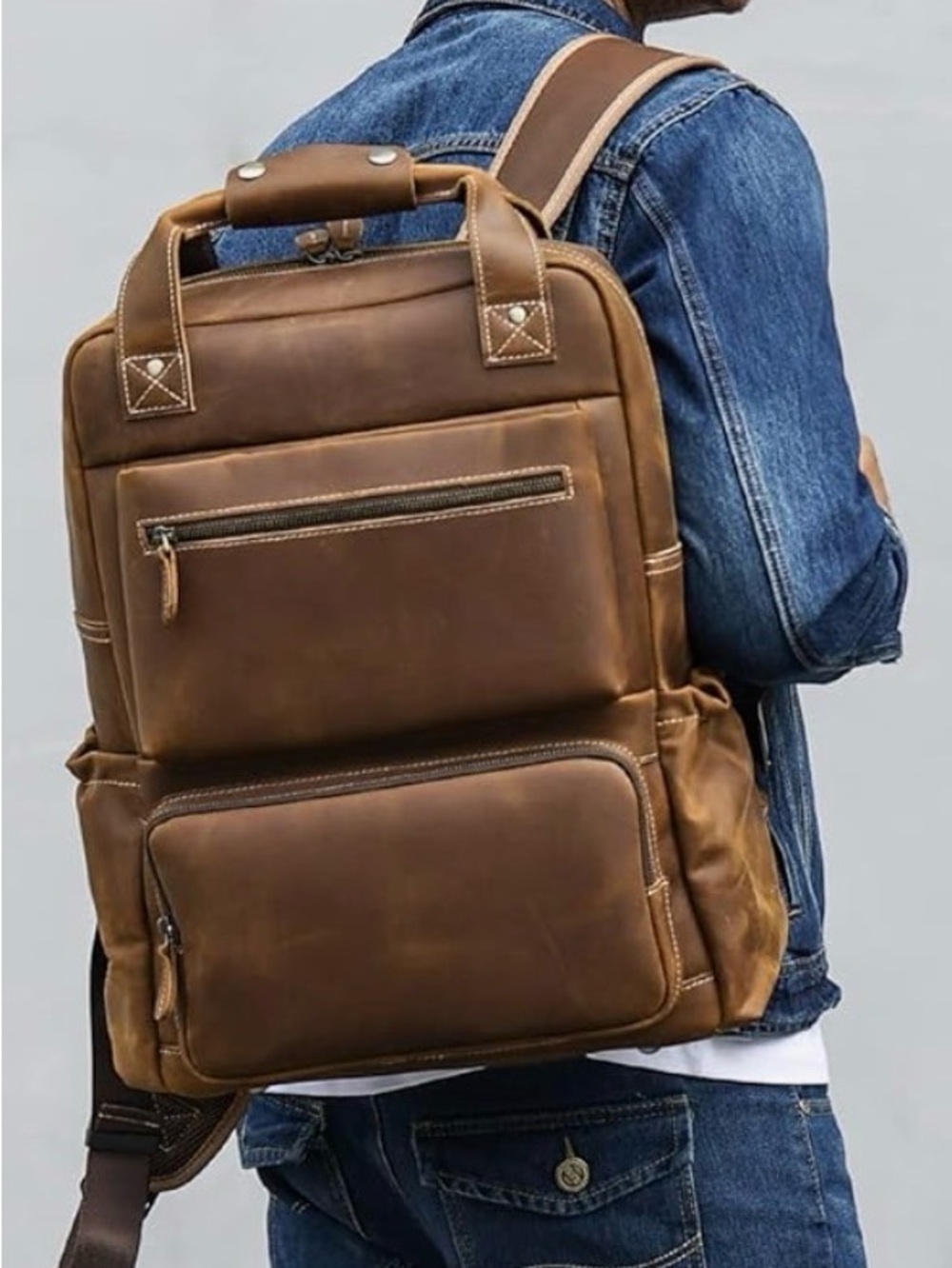 TIDING Leather 16 Inch Laptop Backpack for Office Weekends or Daily (bags22)